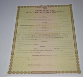 Свидетельство об Установлении Отцовства 2014г в Вологде